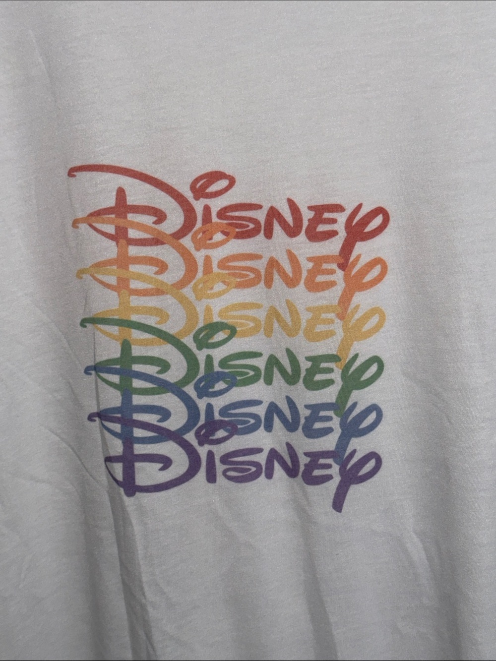 Disney White Tee with Vertical Rainbow Script Logo - Picture 3 of 5